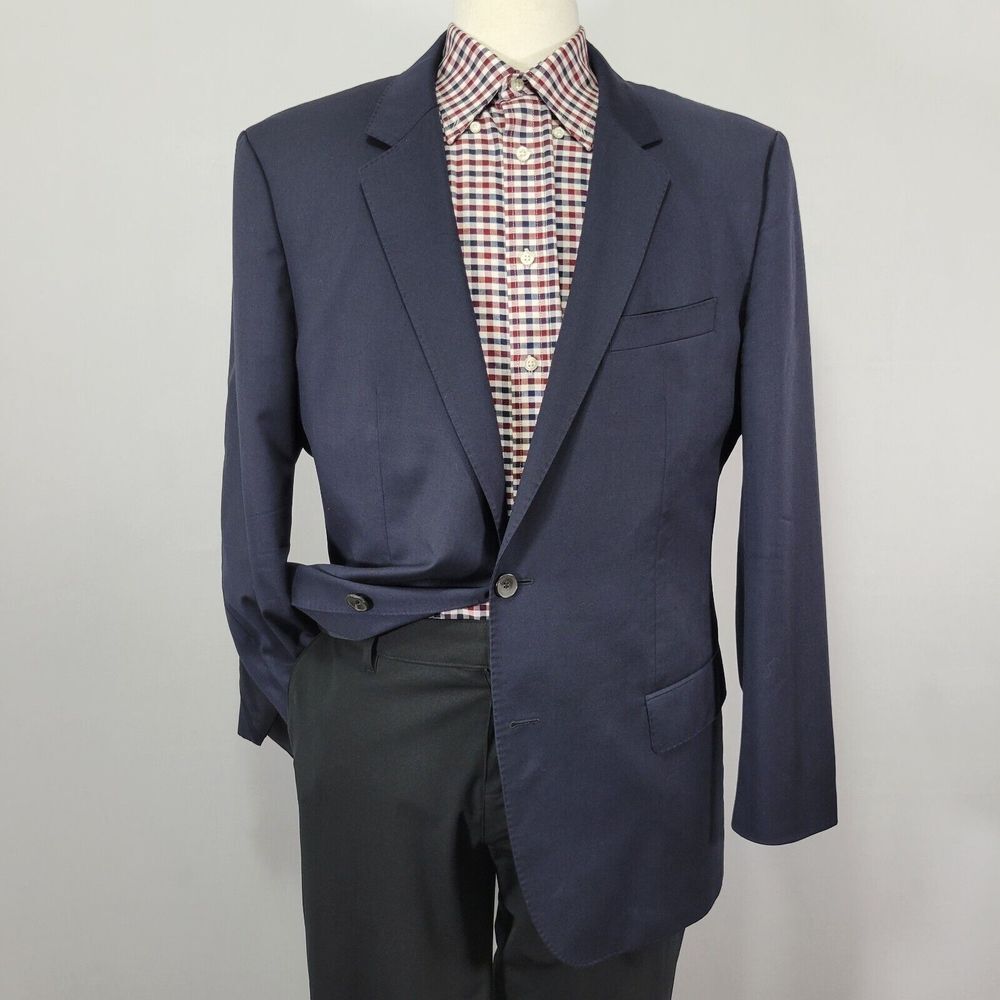 Hugo Boss Men's Sport Coat Blazer Two Button Navy Blue Guabello 120s Wool Sz 48R